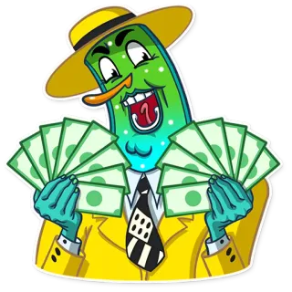 💰 деньги, наличные, мультфильм, смешной, богатый, персонаж whatsapp sticker