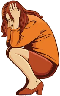 😔 femme, triste, déprimée, contrariée, anxieuse, stressée, dessin animé, illustration telegram sticker