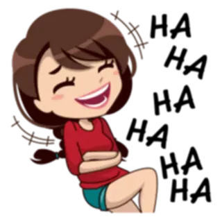 😆 Dessin animé, Femme, Rire, Joyeux, Personnage, Fille whatsapp sticker