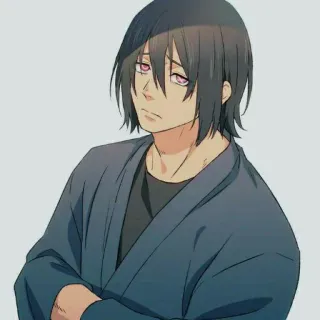 🚺 アニメ, マンガ, 男性, キャラクター, 黒髪, 真面目 telegram sticker