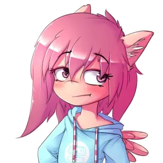 😒 Cartoon, Anime, Pinke Haare, Süß, Hoodie telegram sticker