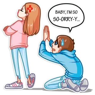 🙏 BABY, I'M SO SO-ORRY-Y.. desculpa, relacionamento, desenho animado, arrependimento, desculpa telegram sticker