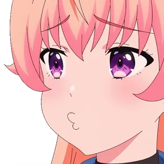 🥺 garota anime, cabelo rosa, fofa, desenho animado, mangá, rosto telegram sticker