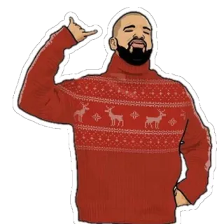 🧣 Drake Drake, Promi, Sänger, Pullover, Rentier, Feiertag telegram sticker