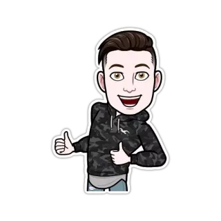 👍 Pollice in su, Positivo, Bitmoji, Cartone animato, Avatar, Mi piace telegram sticker