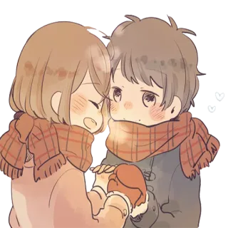 ❄ carino, amore, sciarpa, inverno, coppia telegram sticker