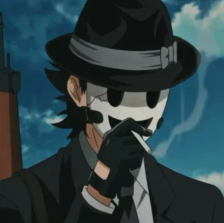 🚬 Anime, Máscara, Traje, Pistola, Fumando telegram sticker
