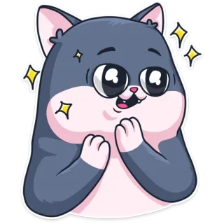 🤩 猫, 可爱, 开心, 兴奋, 卡通 telegram sticker