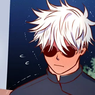 ❤️ Anime, Manga, Postać, Okulary przeciwsłoneczne, Białe włosy, Kreskówka, Ilustracja whatsapp sticker