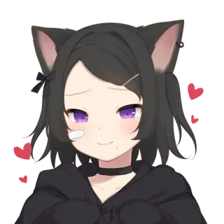 ☺️ Anime, Nữ mèo, Kawaii, Trái tim, Dễ thương, Sticker telegram sticker