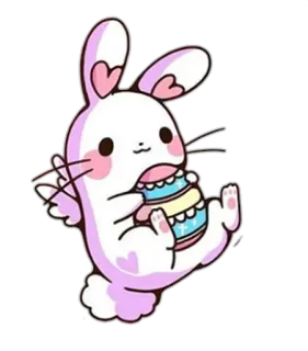 🥚 заяц, кролик, пасха, яйцо, милый, каваи, наклейка, мультфильм telegram sticker