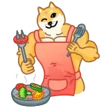 🧑‍🍳 doge, koken, grillen, schort, hond, schattig, grappig whatsapp sticker