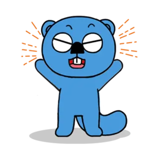 🙅‍♂️ cartoon, animal, character, cute, beaver, blue, illustration telegram sticker