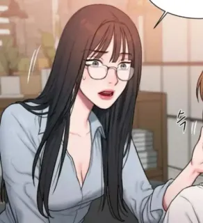 😳 스흡 phụ nữ, kính, sốc, manhwa, lo lắng, mồ hôi whatsapp sticker