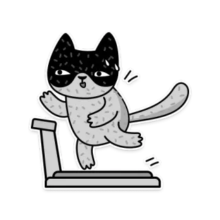 🤾‍♀️ 고양이, 러닝머신, 운동, 만화, 동물, 달리기 telegram sticker