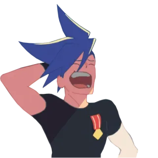 😂 anime, eccitato, capelli blu, cartone animato telegram sticker