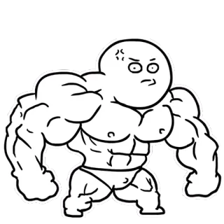 🏋 muscular, bodybuilder, angry, cartoon, sticker telegram sticker