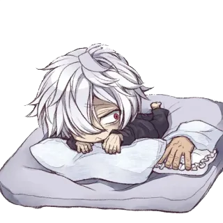 😞 аниме, сонный, уставший, милый, чиби, лежа, подушка whatsapp sticker