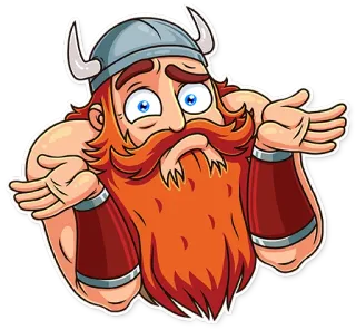 🤷 viking, krijger, cartoon, personage, helm, baard, verward telegram sticker