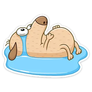 😢 dog, lying down, relaxed, cartoon, animal telegram sticker