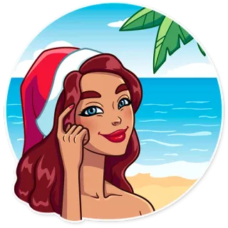 👆 woman, christmas, beach, holiday, summer telegram sticker