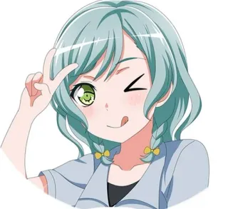 😜 Anime, Menina, Piscadela, Sinal de paz, Bonito, Desenho animado telegram sticker