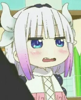😟 Kanna Kamui Miss Kobayashi's Dragon Maid 康娜卡姆依, 动漫, 小林家的龙女仆, 可爱, 卡哇伊, 贴纸, 角色 whatsapp sticker