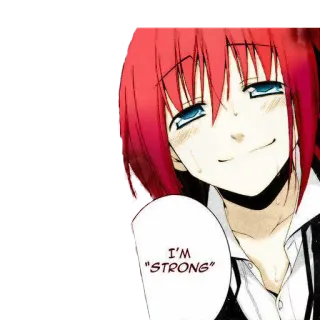 ☺️ I'M "STRONG" anime, cabelo ruivo, mangá, forte, personagem, arte telegram sticker