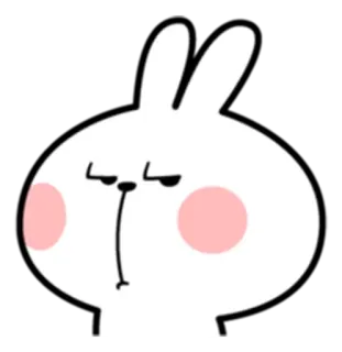 😒 conejo, dibujo animado, lindo, blanco, animal, pegatina telegram sticker