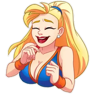 😂 女人, 金发, 卡通, 微笑, 事业线, 角色 telegram sticker
