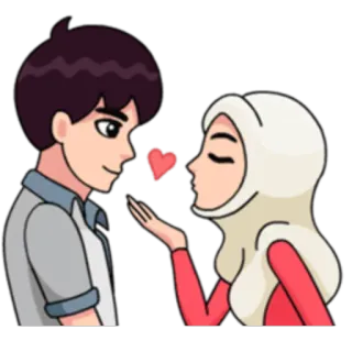 😽 love, muslim, couple, relationship, cartoon telegram sticker