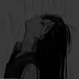 😩 triste, animé, pleurs, pluie, monochrome, mélancolie telegram sticker