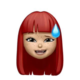 😅 Emoji, Capelli rossi, Faccia, Goccia di sudore, Ansioso, Arte digitale telegram sticker