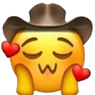 😌 Эмодзи, Ковбой, Сердечки, Любовь, Милый, Шляпа whatsapp sticker