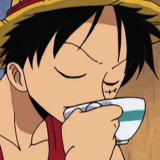 ☕️ Monkey D. Luffy One Piece anime, one piece, monkey d luffy, luffy, chapéu de palha, bebendo telegram sticker