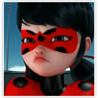 😒 Ladybug Miraculous Ladybug 만화, 슈퍼히어로, 화난, 진지한, 빨간색, 물방울 whatsapp sticker
