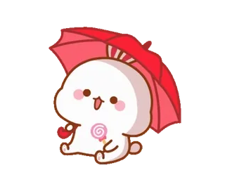🍭 dễ thương, kawaii, nhân vật, ô, kẹo mút, phim hoạt hình whatsapp sticker
