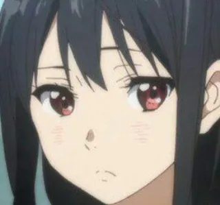 😶 anime girl, cartoon character, black hair, girl face whatsapp sticker