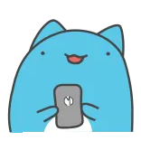 📱 chat, bleu, dessin animé, animal, téléphone, discussion whatsapp sticker