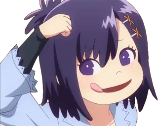 😜 gadis anime, rambut ungu, imut, kartun, perempuan, karakter, manga telegram sticker