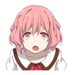 😠 animé, fille, cheveux roses, mignon, expression, choqué, dessin animé whatsapp sticker
