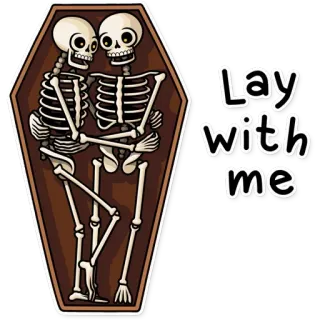 👤 Lay with me esqueleto, ataúd, amor, pareja, halloween, romance, muerte, huesos telegram sticker