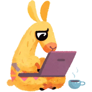 💻 lama, laptop, kawa, praca, zwierzę, kreskówka, słodki telegram sticker