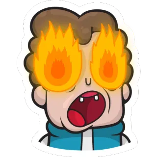 😵 卡通, 生气, 火焰, 火, 眼睛, 沮丧, 震惊, 生气 telegram sticker
