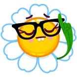 🤓 bunga, jari tengah, kacamata, kartun, emoji, stiker whatsapp sticker