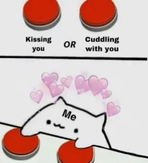 💗 Kissing you OR Cuddling with you kucing, berciuman, berpelukan, cinta, meme, hubungan, imut telegram sticker
