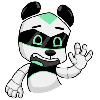 👋 Robot, Panda, Słodkie, Kreskówka, Naklejka, Postać telegram sticker