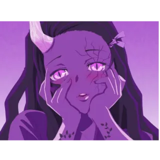 🌸 Nezuko Kamado Demon Slayer 네즈코, 귀멸의 칼날, 애니, 만화, 악마, 귀여운, 보라색 telegram sticker