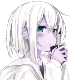 😶 Аниме, Девушка, Милый, Пьёт, Кружка, Мультфильм, Манга, Каваий telegram sticker
