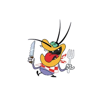 🍴 Joey Oggy and the Cockroaches dessin animé, cafard, Joey, Oggy et les Cafards, nourriture, couverts telegram sticker